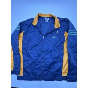 Vintage Adidas Blue Yellow Green Logo Light  Windbreaker Jacket Men's Medium